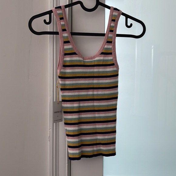 3 for $20 - NWT Forever 21 Striped Roundneck Tank Top - Picture 2 of 6